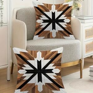 🤎 Southwestern Tribal Star Pillow Covers Set of 2 | 18x18 Boho Rustic